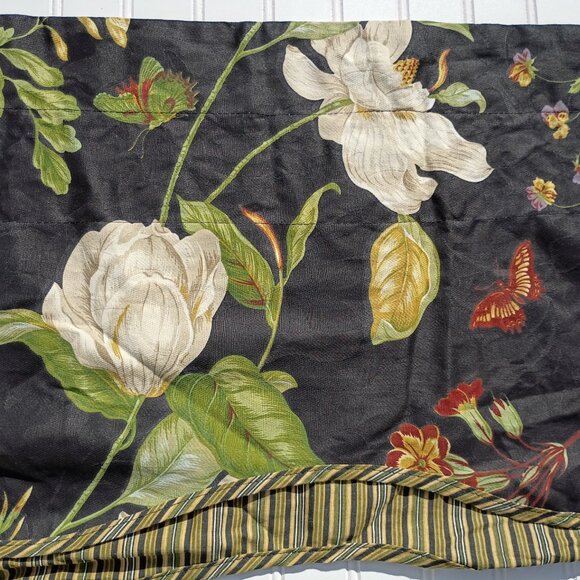 WAVERLY Williamsburg Black Magnolia Garden Valances SET OF 4 Floral Layered Vtg - Picture 8 of 11